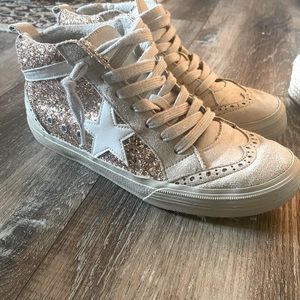 Shushop rose gold glitter star sneakers